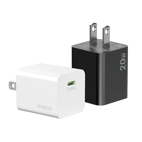 iPhone 17/16 Charger, 2-Pack 20W GaN PD 3.0 PPS Fast USB C Charger Block, Compact Type C Power Adapter for iPhone 15/14/13/12, Samsung Galaxy S26/S25/S24, Speakers, Earbuds (White + Black) - color: 20W White