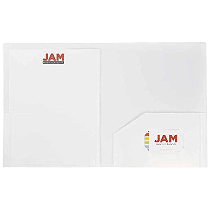 JAM PAPER Heavy Duty Plastic 2 Pocket Extra Tough School Folders - White - 6/Pack - color: White, size: 6 Per Pack
