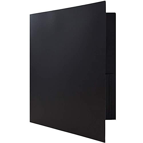 JAM PAPER Plastic 2 Pocket POP Folders - Durable School Folders - Black - 6/Pack - color: Black, size: 6 Per Pack