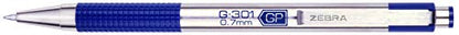 Zebra Pen STEEL G-301 Retractable Gel Pen, Blue Ink, 0.7mm, 12-Pack | Stainless Steel Barrel, Textured Grip, Easy-Glide Smooth, Skipless Ink, Fine Point Tip, Professional Design (41320AMZ) - color: Blue C