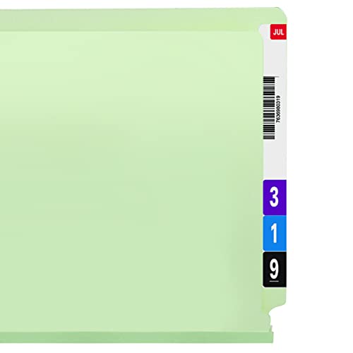 Smead End Tab Pressboard Fastener File Folder with SafeSHIELD, 2, 25 Mm Expansion, Letter Size, Gray, Green, 25 Count, 34705 - size: 1" Expansion