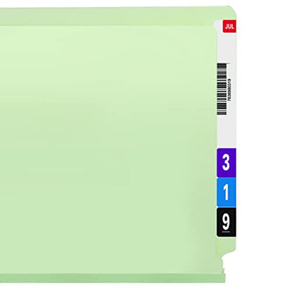 Smead End Tab Pressboard Fastener File Folder with SafeSHIELD, 2, 25 Mm Expansion, Letter Size, Gray, Green, 25 Count, 34705 - size: 1" Expansion