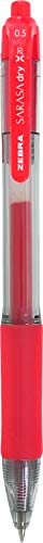 Zebra Pen Sarasa Dry X20 Retractable Gel Pens, 0.5mm Medium Point, Red Ink with Rapid Fast Dry Ink Technology, Ideal for the Left-Handed, Eliminates Smudging and Smearing in Seconds, 12-Pack (46730) - color: Red