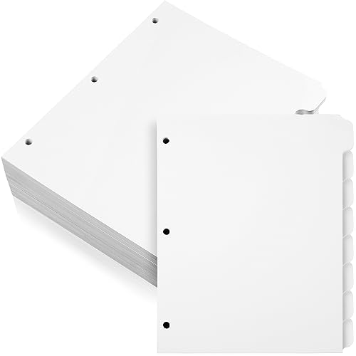 Harloon 30 Set 3 Ring Binder Dividers with 8 Tabs, 8.5x11 Blank Index Binder Bulk,1/8 Cut Tab Cardstock 3 Hole Punch 230 GSM Heavyweight Writable Subject Page Dividers for Office School (White) - size: White