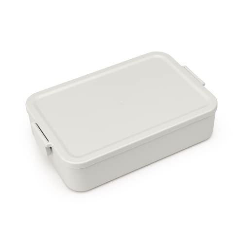 Brabantia Make & Take Large Lunch Box (Light Gray) BPA-Free, Airtight Snap Locks, Microwave & Freezer Safe, Travel Meal Prep Container, 68oz - color: Light Gray, style: Large Lunch Box