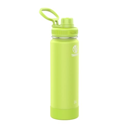 Takeya Actives 24 oz Vacuum Insulated Stainless Steel Water Bottle with Spout Lid, Premium Quality, Citron Green - color: Citron Green, size: 24 Ounces