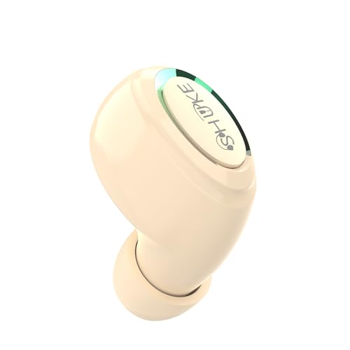 Single Wireless Bluetooth Earbud with Mic, Lightweight in-Ear Headset for Android, iOS & Laptop, Ideal for Office, Driving, Students, Supermarket & Restaurant Staff (Beige) - color: Beige