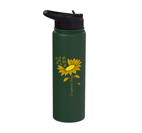 Occupational Therapy Sunflower OTA Occupational Therapist Stainless Steel Insulated Water Bottle - color: Dark Green