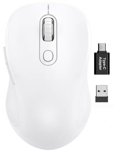 Trueque Wireless Mouse for Laptop, 2.4GHz Ergonomic Computer Mouse with Back & Forward Buttons, 3 Adjustable DPI Levels, 6 Buttons, Optical USB Cordless Mice for Windows PC, M01 (Pure White) - color: Pure White, size: 1 Pack