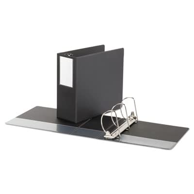 Universal D-Ring Binder, 5" Capacity, 8-1/2 x 11, Black, Reference Binder with Label Holder