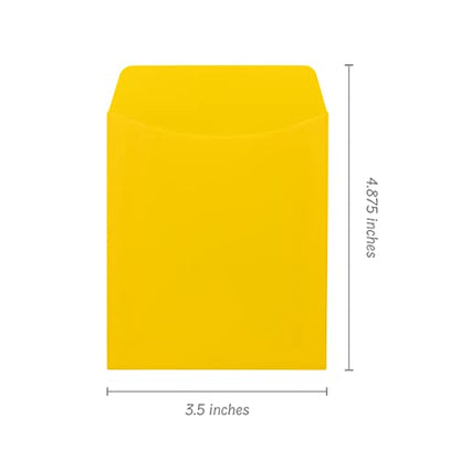 Hygloss 30 Pcs Library Card Pockets 3.5x5 Inch - Self-Adhesive Pocket Envelopes - Yellow Classroom Envelope Pockets - Ideal for Organizing - Colorful Small Library Book Pocket - color: Yellow, style: 30 Pockets