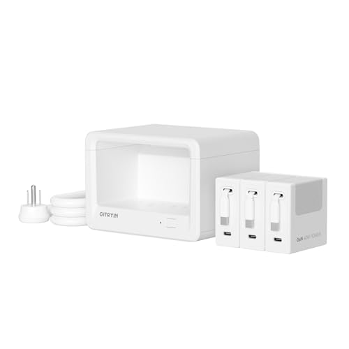 Gitryin 11-in-1 Desktop Charging Station with 3 Retractable Wall Chargers, 40W USB-C Power Strip with 5 AC, 3 USB C, 3 Type-C 33.5in Cables, Extension Cord with 1020J Surge Protection for Home Office - size: With 3 Type-C Chargers