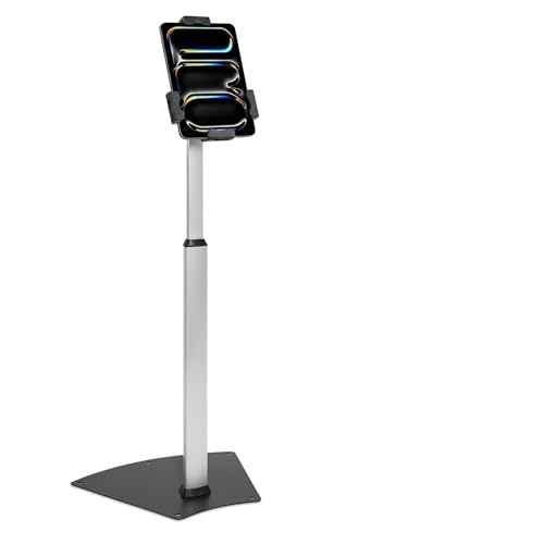 Mount-It! Anti-Theft Universal iPad & Samsung Tablet Floor Stand Kiosk, Locking Clamp, Height Adjustable 24.8"–42.5", 360° Rotating POS Kiosk for 7.9"–11" Tablets, Silver - size: Floor - Stand