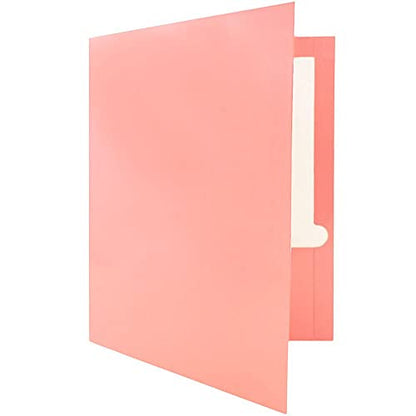 JAM PAPER Laminated Two Pocket Glossy School Folders - Letter Size - High Gloss Baby Pink Pastel - 6/Pack - color: Baby Pink, size: Pack of 6 Folders