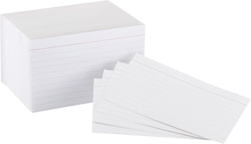Amazon Basics Heavy Weight Ruled Index Cards for Studying and Note Taking, White, 3" x 5", 300 Count (Pack of 24) - size: 100 Count (Pack of 24), style: Ruled, 3x5, 300 Count