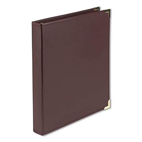 Samsill Classic Collection 3 Ring Leather Binder, Executive Presentation Portfolio, 1 Inch (Holds 200 Sheets), Brass Round Ring, Burgundy - color: Burgandy, size: 1 Inch, style: Classic