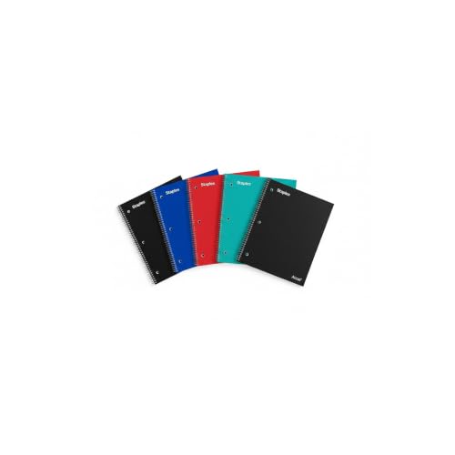 STAPLES Accel 1-Subject Notebook, 8.5" x 11", Graph Ruled, 100 Sheets, Color chosen at random, 5/Pack - style: 5 Pack