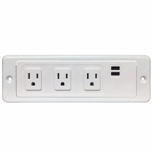 Electriduct in-/On-/Under-Desk Power Strip - 3 AC Outlets & USB 3.1 Amp Charger Tabletop Charging Station, 8FT Extension Cord, White - color: White, size: In/On/Under Desk