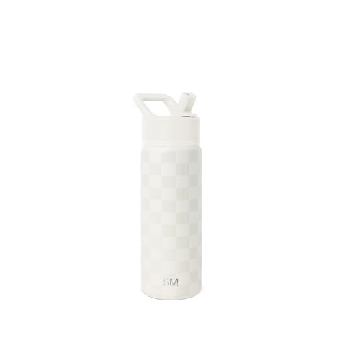 Simple Modern Kids Water Bottle with Straw Lid | Vacuum Insulated Stainless Steel Metal | Reusable Leak Proof BPA-Free Thermos for School | Summit Collection | 18oz, Cream Checkmate - color: Pattern: Cream Checkmate, style: 18oz