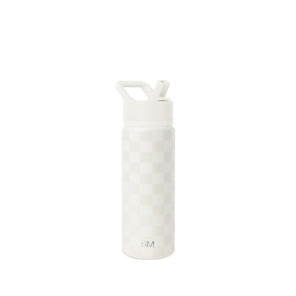Simple Modern Kids Water Bottle with Straw Lid | Vacuum Insulated Stainless Steel Metal | Reusable Leak Proof BPA-Free Thermos for School | Summit Collection | 18oz, Cream Checkmate - color: Pattern: Cream Checkmate, style: 18oz
