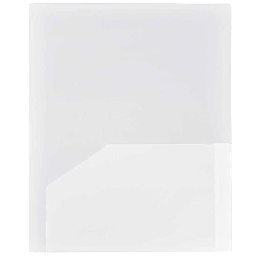JAM PAPER Heavy Duty Plastic 2 Pocket Extra Tough School Folders - Clear - 6/Pack - color: Clear, size: 6 Per Pack