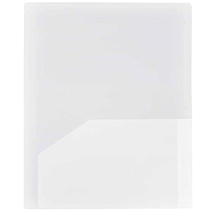 JAM PAPER Heavy Duty Plastic 2 Pocket Extra Tough School Folders - Clear - 6/Pack - color: Clear, size: 6 Per Pack