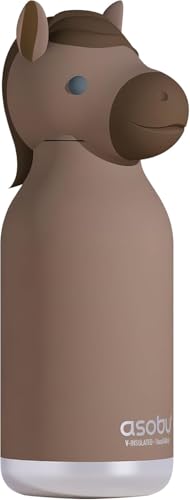 asobu Bestie Bottle Insulated Stainless Steel Water Bottle with Detachable Soft Animal Head Fun Drinking For Kids and Teens with Flexible Reusable Straw 16 Ounce (Horse) - color: Horse