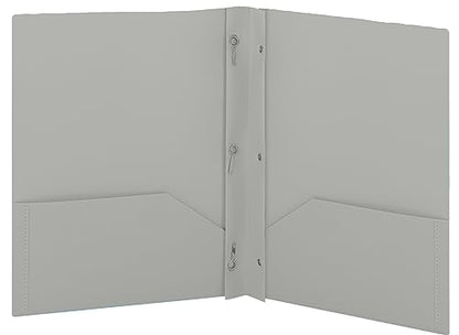 Plastic Folders with Pockets and Prongs Grey - Two Pocket Folder with Brads - 3 Prong Folders with Pockets for Letter Size Sheets, Also Available in Blue, Green, Red, Pink, and Purple, 1 Pc –by Enday - color: Grey, size: 1