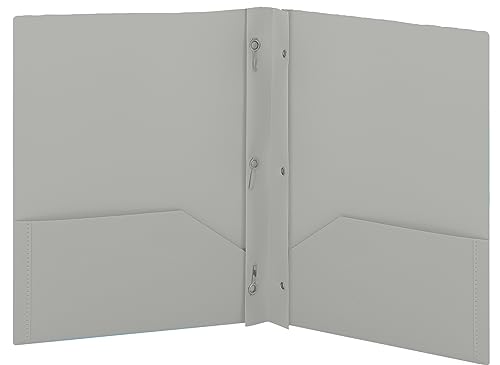 Plastic Folders with Pockets and Prongs Grey - Two Pocket Folder with Brads - 3 Prong Folders with Pockets for Letter Size Sheets, Also Available in Blue, Green, Red, Pink, and Purple, 1 Pc –by Enday - color: Grey, size: 1
