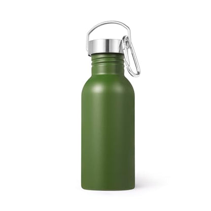 Volhoply 20oz Uninsulated Single Walled Water Bottle, Stainless Steel Reusable Water Bottles with Handle & Carabiner, BPA Free 18/8 304 Sports Water Bottles for Camping Hiking（Army Green,1） - color: Army Green