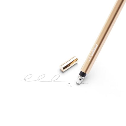 Poppin Mechanical Pencils - Luxury Gold Finish Mechanical Pencils 0.7mm, Hidden Eraser, Includes Eraser and Lead, Set of 2