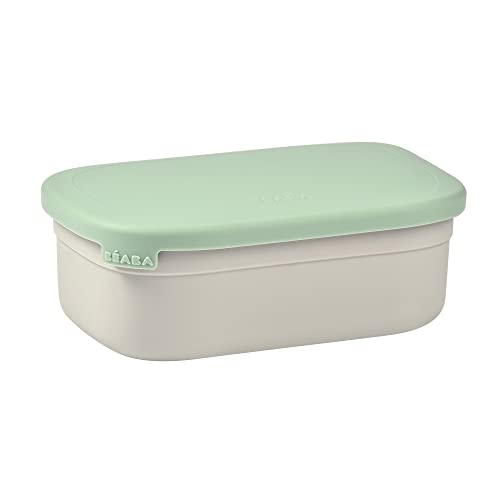 Beaba Stainless Steel Lunch Box, Kids Lunch Box with Silicone Lid, Bento Style Food Containers, Removable Silicone Dividers Make 1-3 Compartments, Sage - color: Sage