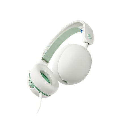 Skullcandy Grom Wired Headphones, Volume-Limiting Audio, Comfortable Over-Ear Fit, Foldable, Designed for Kids 6+, Convenient for Travel with 3.5mm AUX Plug, Built-in Microphone - Bone Seafoam - color: Bone Seafoam, style: Wired