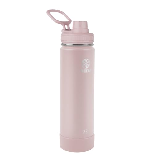 Takeya Actives Stainless Steel Water Bottle, Insulated Spout Lid, Keeps Drinks Cold 24 Hrs, Leakproof, Durable, Dishwasher Safe, Ideal for Gym, Travel, Fits Most Cup Holders, 22 oz/Blush - color: Blush, size: 22 Ounces