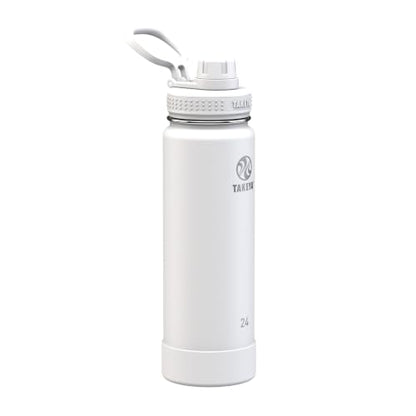 Takeya Actives Stainless Steel Water Bottle, Insulated Spout Lid, Keeps Drinks Cold 24 Hrs, Leakproof, Durable, Dishwasher Safe, Ideal for Gym, Travel, Fits Most Cup Holders, 24 oz/Arctic - color: Arctic, size: 24 Ounces