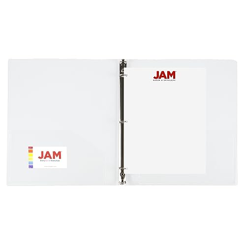 JAM PAPER Plastic 0.5 inch Binder - Clear 3 Ring Binder - Sold Individually - color: Clear, size: 0.5 inch