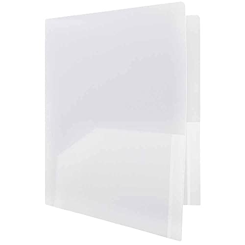 JAM PAPER Heavy Duty Plastic 2 Pocket Extra Tough School Folders - Clear - 6/Pack - color: Clear, size: 6 Per Pack