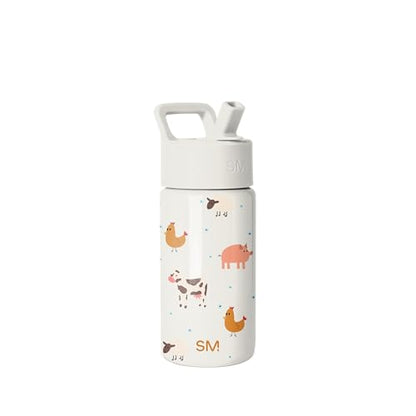 Simple Modern Kids Water Bottle with Straw Lid | 14oz Insulated Stainless Steel Kids Tumbler & Spill Proof Toddler Cup for School, Girls, Boys | Summit | Farm Animals - color: -Farm Animals, size: 14 Ounces