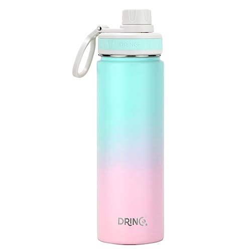 DRINCO Stainless Steel Water Bottle Spout Lid Vacuum Insulated Double Wall Water Bottle Wide Mouth (40oz 32oz 22oz 18oz 14oz) Leak Proof Keeps Cold or Hot (22 oz, 22oz Macaron) - color: 22oz Macaron, size: 22 Ounces