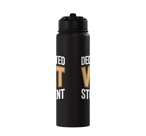 Dedicated Vet Student Veterinary School Stainless Steel Insulated Water Bottle - color: Black