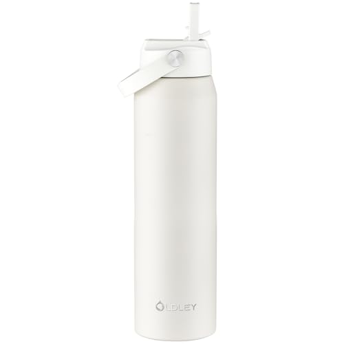 Oldley 32oz Insulated Water Bottle with Straw, Stainless Steel Water Bottle for Sports, Travel, School, BPA-Free Sports Bottles for Adult Kids, Leak-Proof, Beige - color: Beige, size: 32 Ounces