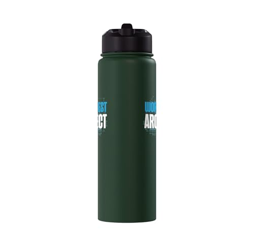 Architect Student Architecture World's Best Architect Stainless Steel Insulated Water Bottle - color: Dark Green