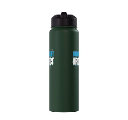 Architect Student Architecture World's Best Architect Stainless Steel Insulated Water Bottle - color: Dark Green