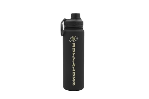 Colorado Water Bottle - Black Double Walled Stainless Steel 24 oz Keeps Drinks Cold or Hot - color: Colorado Buffaloes - Black