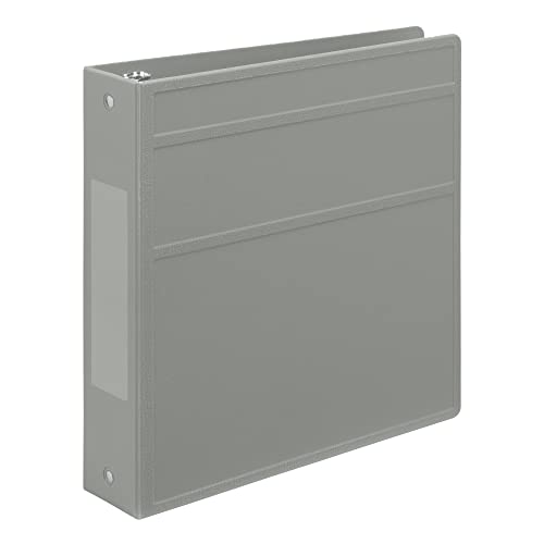 Carstens 2-Inch Heavy Duty 3-Ring Binder - Side Opening, Ash Gray, Durable Plastic, Precision No-Gap Rings, Waterproof Cover, No Pockets, Holds 300 Letter-Sized Sheets, BPA-Free, Made in USA (2822-3R) - color: Gray, size: Individual