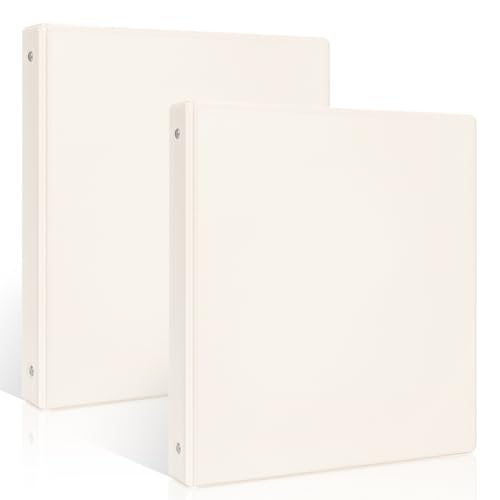 SKYDUE 3 Ring Binder 2 Pack, Clear View 1 Inch Binders with 2 Interior Pockets（Fit 8.5x11 Inches）, Round Ring Binder for Office & School Supplies Organize, Cream - color: Cream & Cream, size: 1 inch