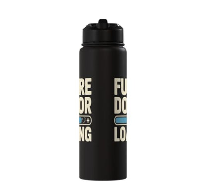 Future Doctor Loading Med Student Progress Bar Stainless Steel Insulated Water Bottle - color: Black