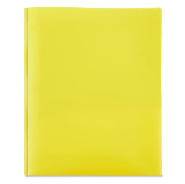LLC Office Products Plastic Folders with 2 Pockets, Letter Size Poly Folders with 3 Metal Prongs Fastener Clips, (Yellow) - color: Yellow