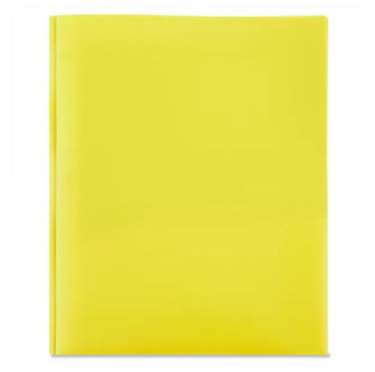 LLC Office Products Plastic Folders with 2 Pockets, Letter Size Poly Folders with 3 Metal Prongs Fastener Clips, (Yellow) - color: Yellow