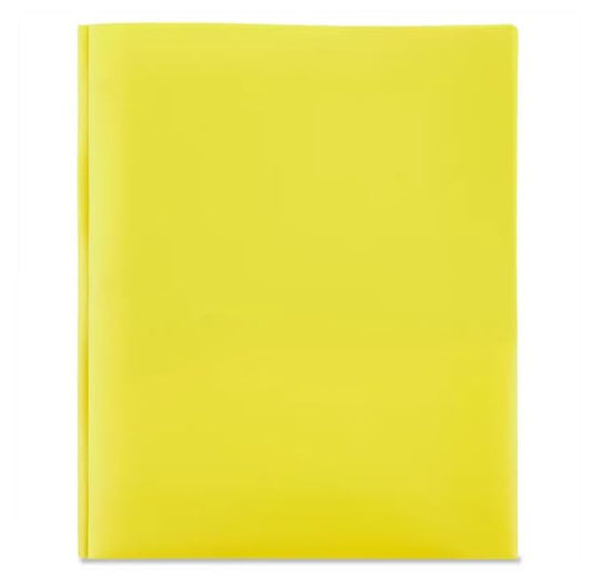 LLC Office Products Plastic Folders with 2 Pockets, Letter Size Poly Folders with 3 Metal Prongs Fastener Clips, (Yellow) - color: Yellow